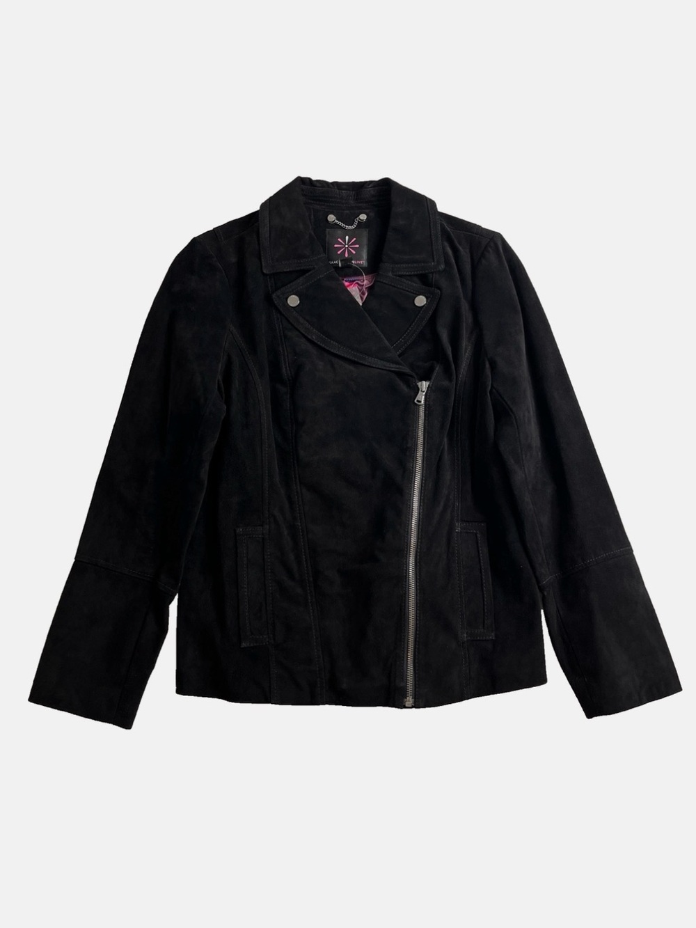Issac Mizrahi Genuine Suede Leather Moto Jacket